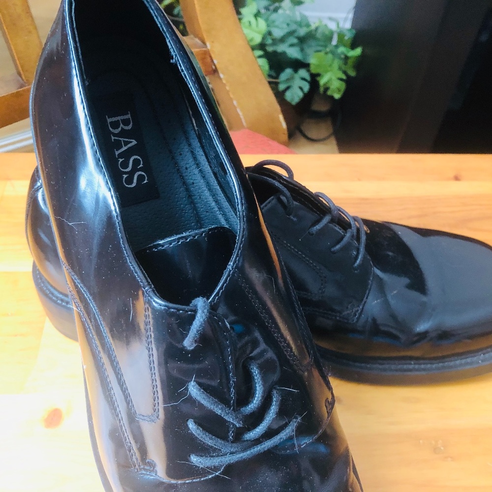 Bass Black High Gloss Mens Work Shoe Oxford